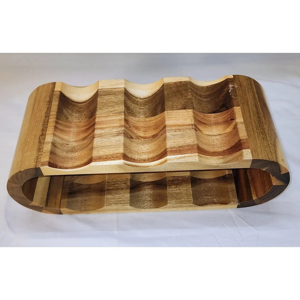 High‎ Quality Acacia Wood 7 Bottle Wine Holder Countertop Bartop 17 Inches
